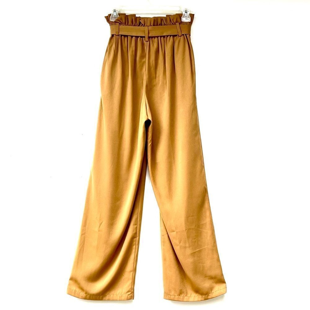 Women's New High Rise Tie Front Paper Bag Waist Dress Pants XS NWT - Picture 3 of 6